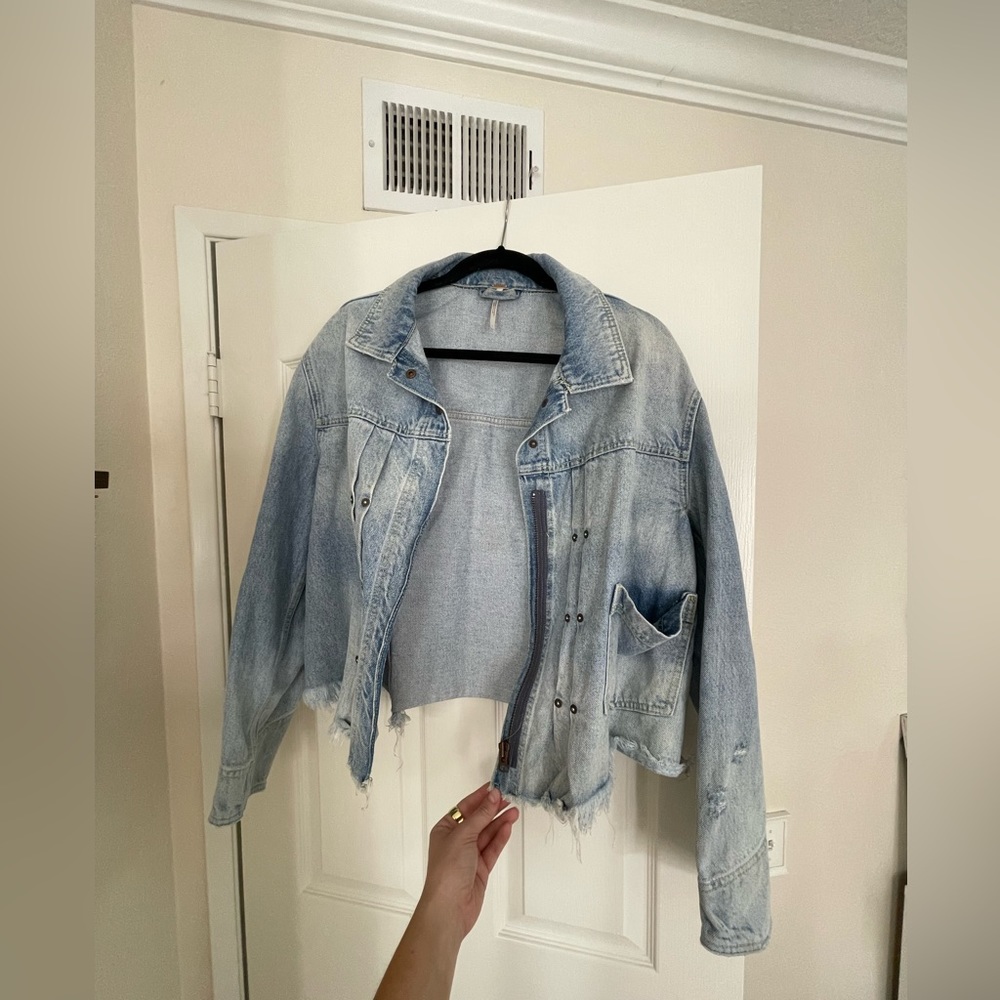 Free people distressed denim jacket